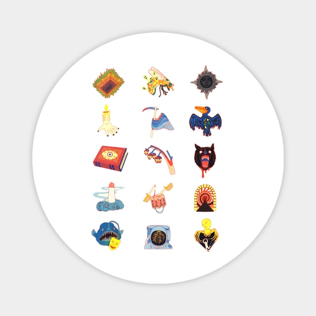 15 Fears Risograph Icons Magnet by Rusty Quill